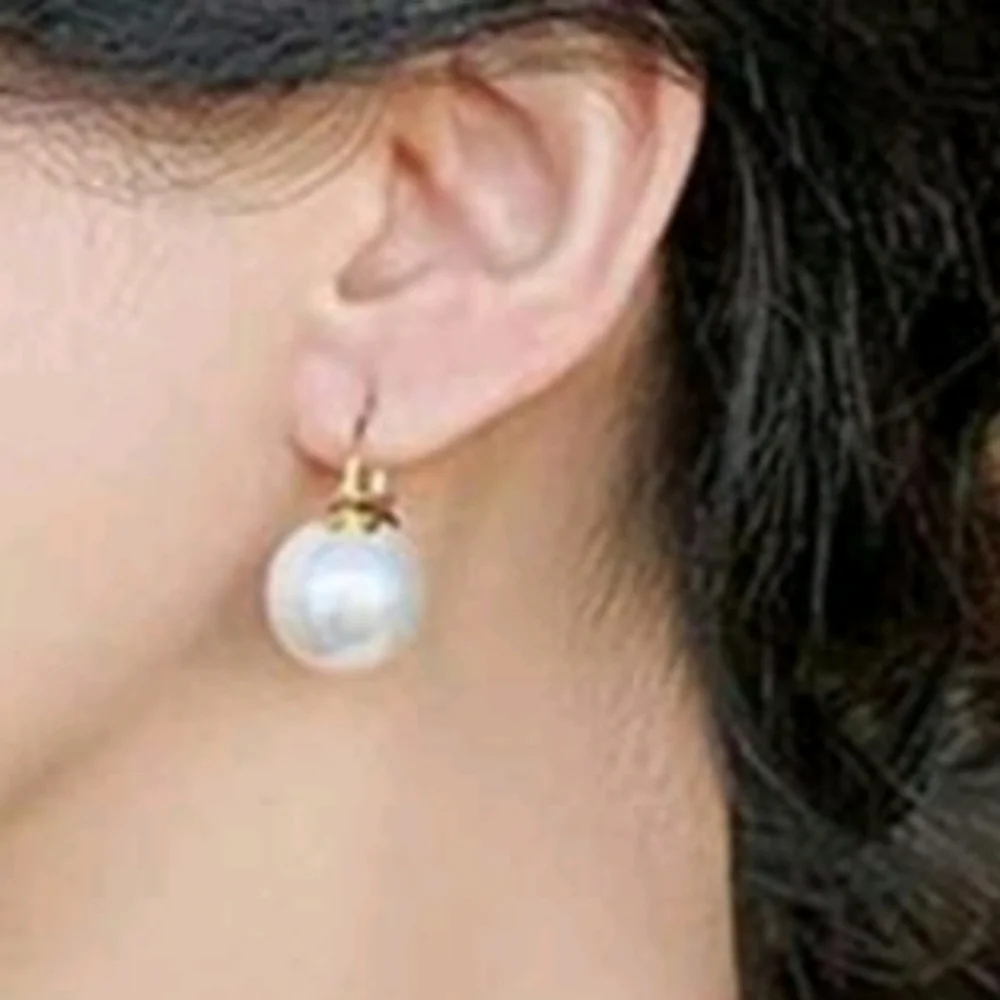 NEW!! Kate Classic Pearl Dangle Small Hoop Gold Plated Earrings